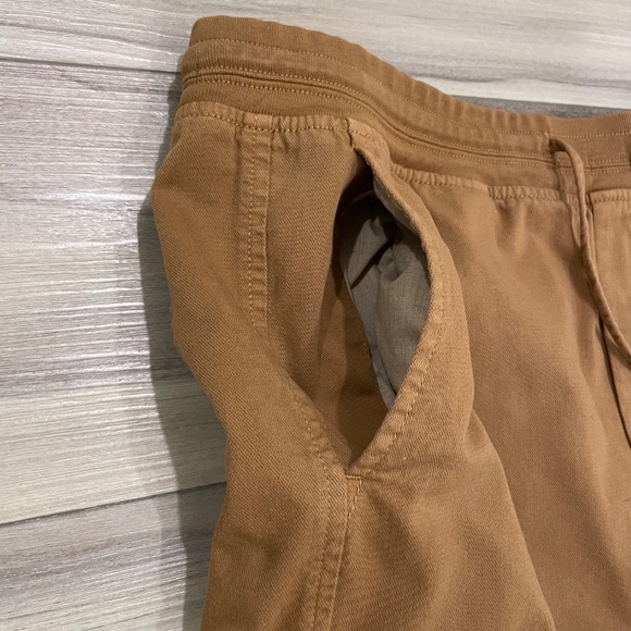 GAP Khakis Deep Camel Mini Skirt Size Large Drawstring Waist Front Back Pockets - Picture 5 of 12